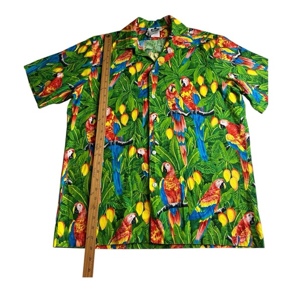 VTG Hilo Hattie Macaws Bird Mens Shirt Hawaiian Casual‎ Button Front Rare Size L - Picture 4 of 10
